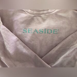 Seaside cored sweatshirt. Lavender with teal embroidery. Size xxl